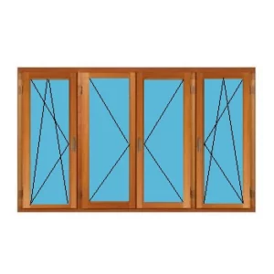 Portes fenêtres bois 4 vantaux